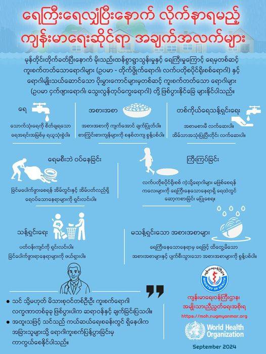 မြန်မာပြည်အထက်ပိုင်းမှရေများ အောက်ပိုင်းသို့ ဆက်လက်စီးဆင်းလာနိုင်သည့်အတွက် ပဲခူးတိုင်း ၊ ဧရာဝတီတိုင်း၊ ကရင်ပြည်နယ်တို့တွင် ရေကြီးမှုဘေးအန္တရာယ်ကို အထူးသတိပြုရန်   သတိပေး